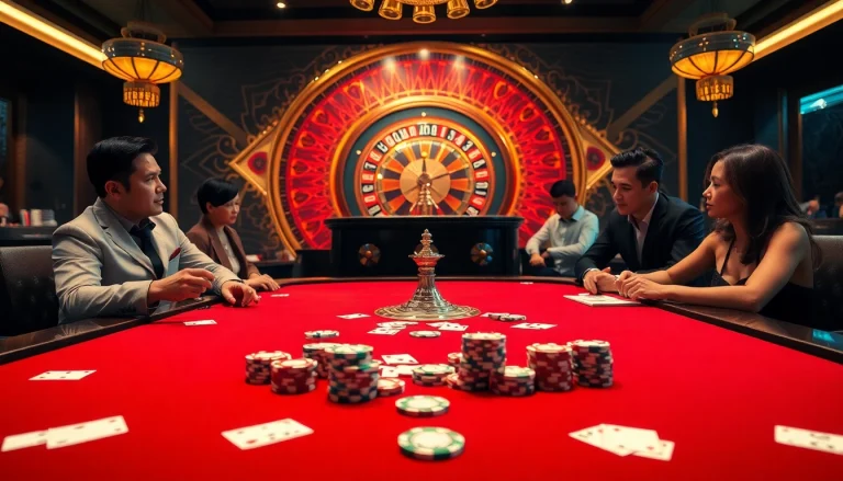 Experience the thrill of gambling at link 188bet with vibrant poker tables and roulette action.
