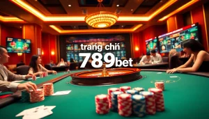 Engaging scene of online gambling at trang chủ 789bet featuring poker and roulette.