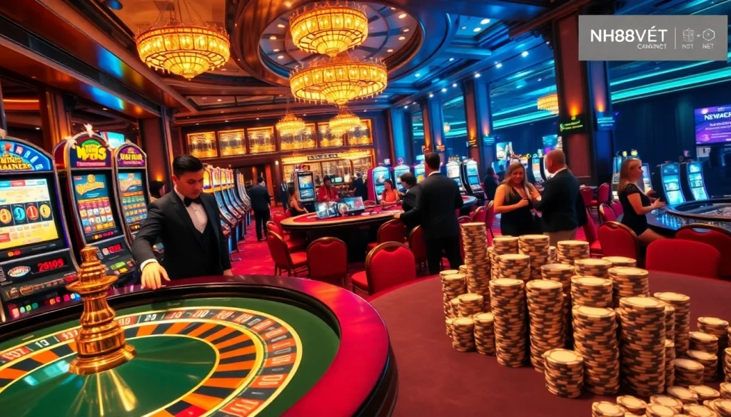 Gambling excitement at nh88vn.net with players at a vibrant casino table