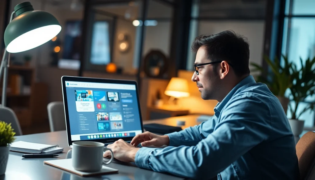 Exclusive software tutorial displayed on a laptop in a modern workspace.