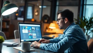 Exclusive software tutorial displayed on a laptop in a modern workspace.