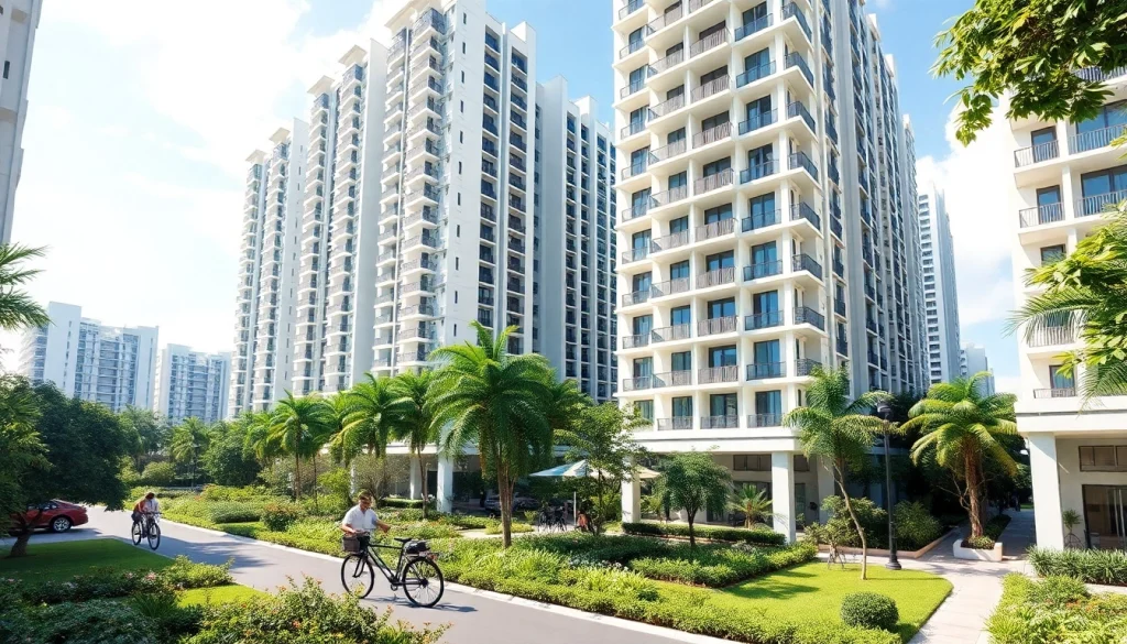 Showcase of the Tampines St 95 EC complex with contemporary architecture and green landscapes.