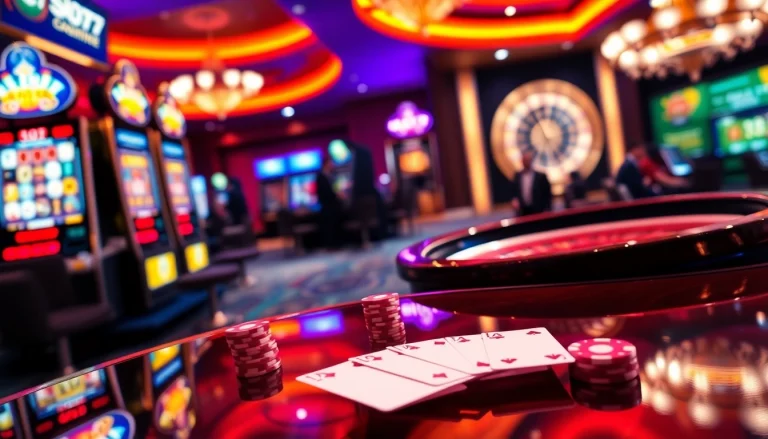 Experience exciting gameplay at Slot777 with vibrant slot machines and casino elements.