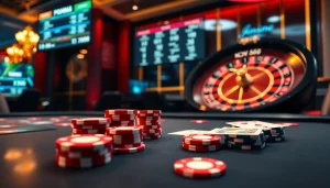 Experience the thrill of high-stakes gambling and link vao w88 at the luxurious casino table with poker chips.