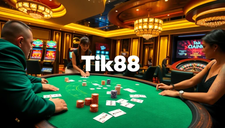 Người chơi đang tận hưởng trải nghiệm casino Tik88 sang trọng tại bàn poker.