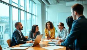 Engaging professionals in a business coaching service session to enhance productivity and creativity.