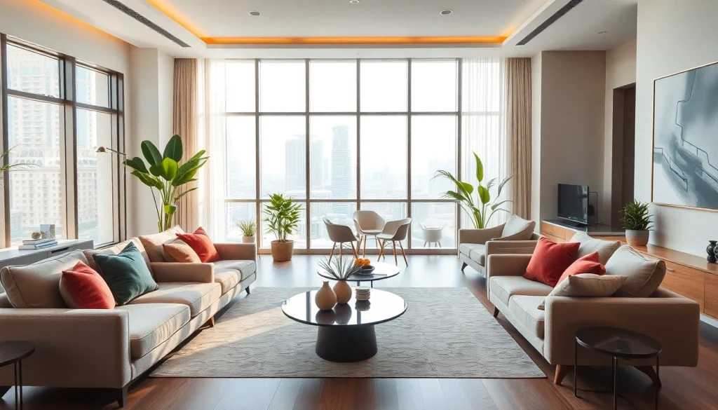 Visual representation of innovative interior design dubai featuring a luxurious apartment setting.