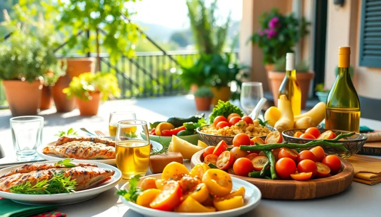 Delicious dishes showcasing the Mediterranean diet on a beautifully arranged table.