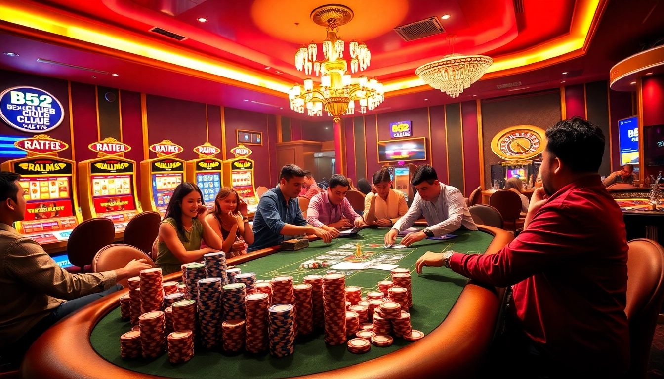 Engage with the thrilling atmosphere at b52club featuring vibrant poker games and dazzling roulette wheels.