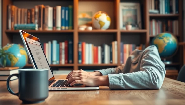 Complete eta application uk in a cozy home office setting with a laptop and travel books.