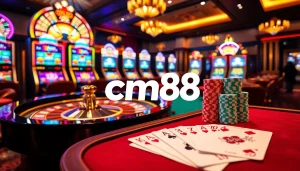 Experience the thrill of cm88 at a vibrant casino table set, showcasing luxury in gambling.