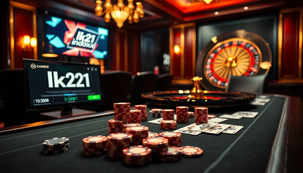 Engage with lk21 indoxxi at a luxurious casino table filled with exciting gaming elements.