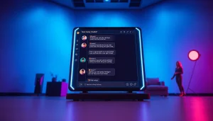 An engaging NSFW AI chatbot interface showcasing vibrant avatars and digital interaction elements.