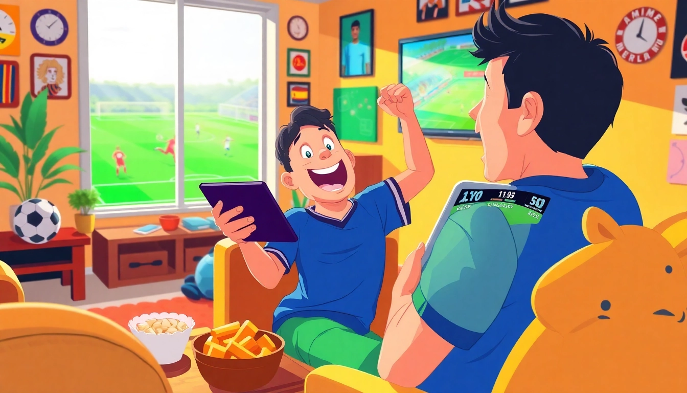 Excited fan using joemadfan.com to watch live soccer match on tablet