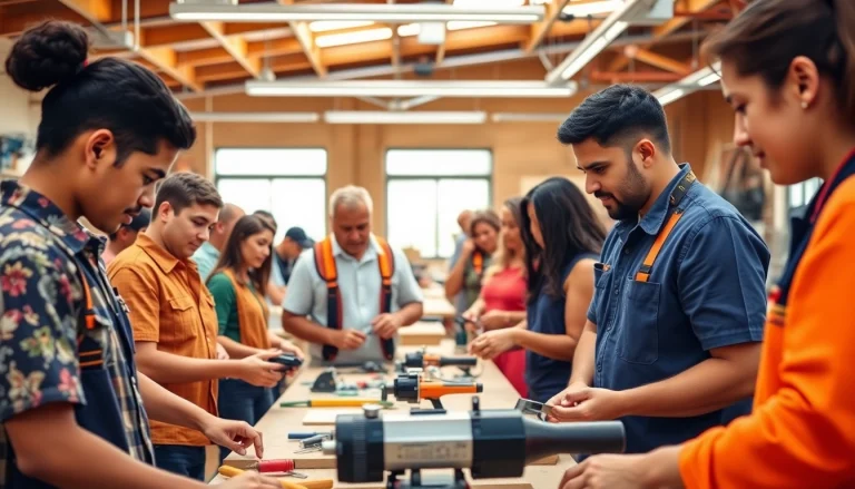 Students training at hawaii trade schools, engaged in hands-on trade activities.