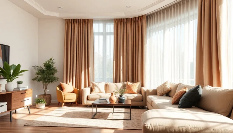 Verduisterende gordijnen creëren een sfeervolle en rustige woonruimte met natuurlijk licht.