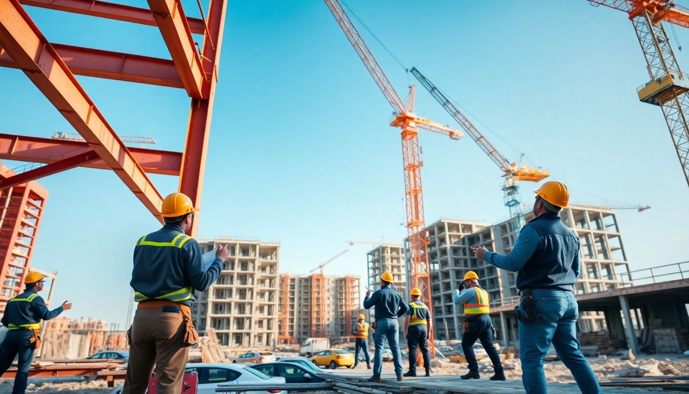 Expertise in structural steel installation showcased on a dynamic construction site with professionals at work.