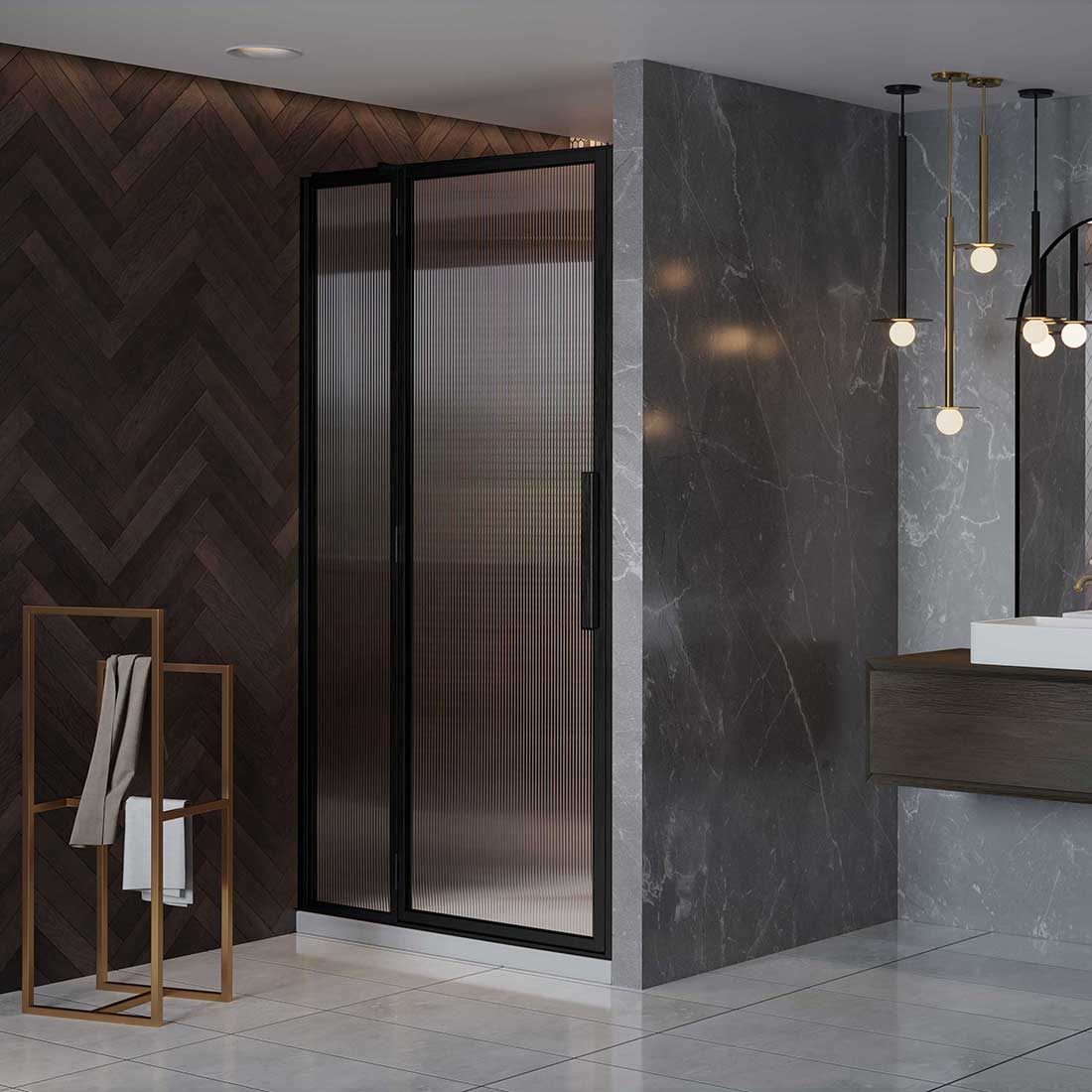 black-left-hand-shower-door-hinged-to-panel