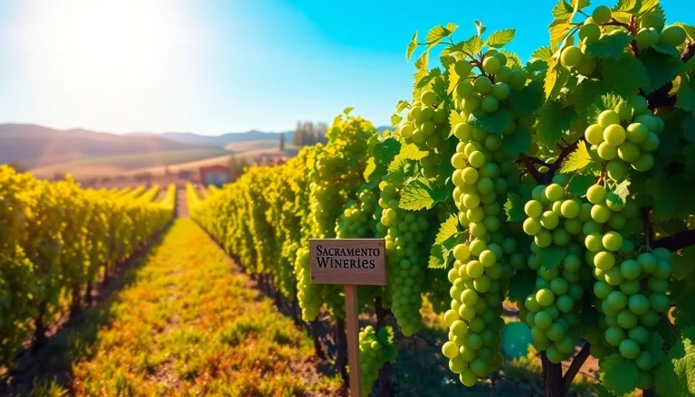 Savor the beauty of Sacramento Wineries with lush vineyards and rustic winery backdrop.
