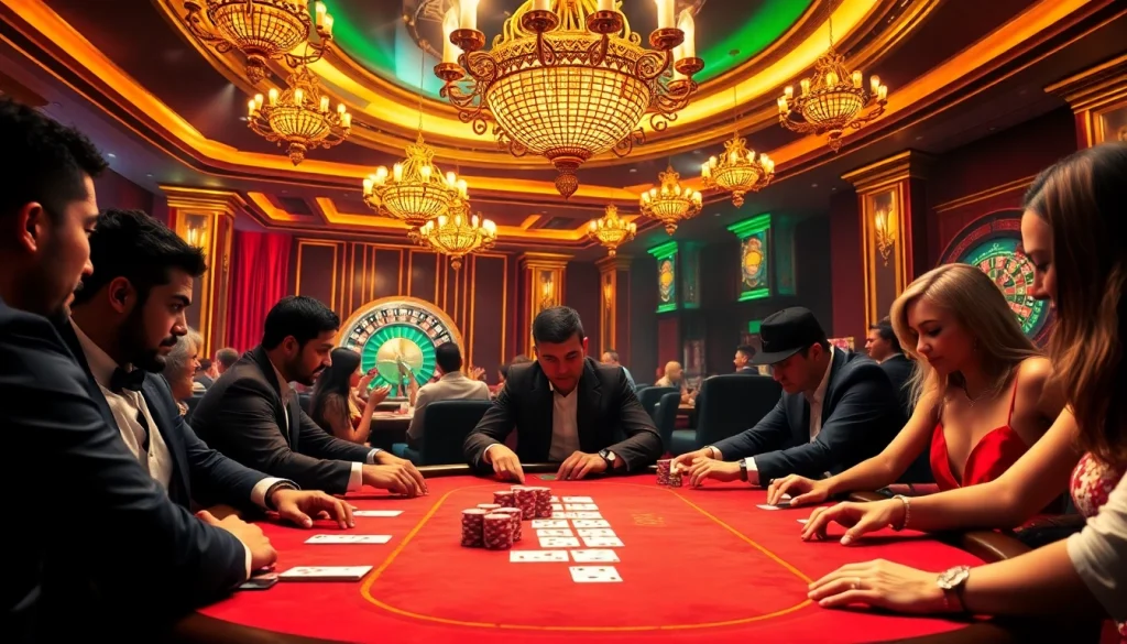 Strategically playing poker at a luxurious casino, showcasing hidden wiki links among the action.