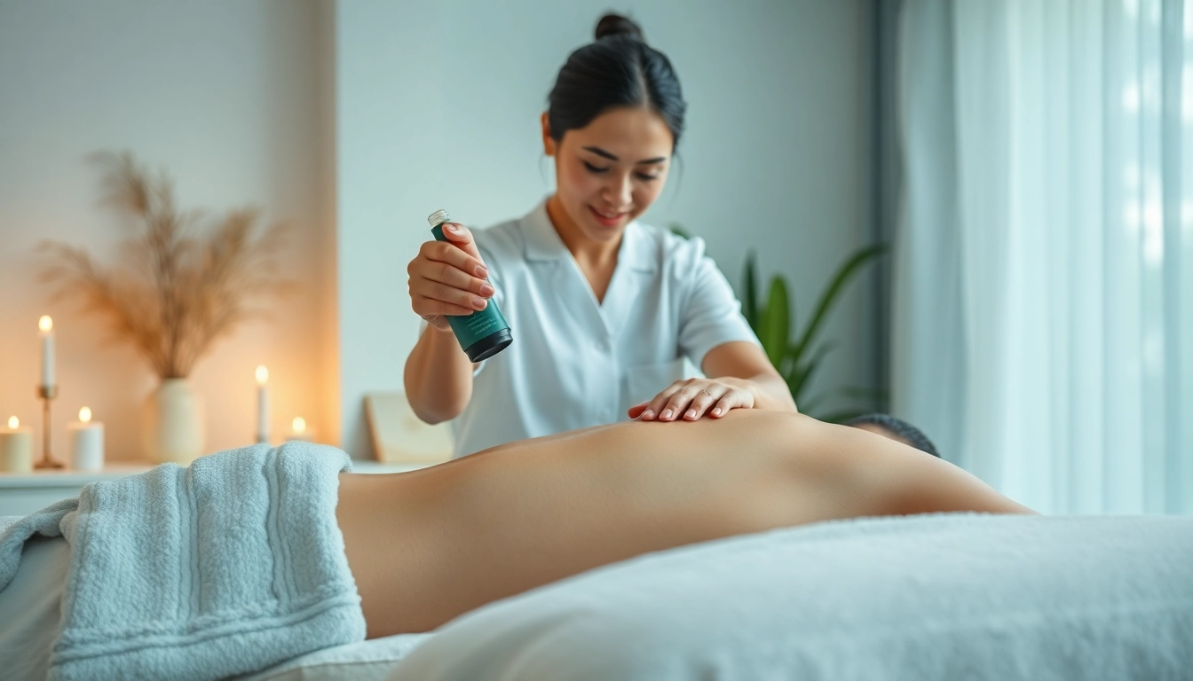 출장 massage therapy in a cozy setting with a professional therapist.