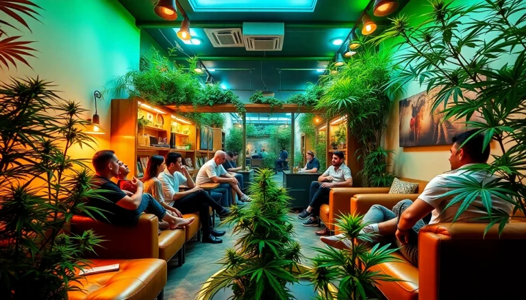 Personas compartiendo experiencias en la Asociación de cannabis Lloret de Mar en un ambiente relajado.