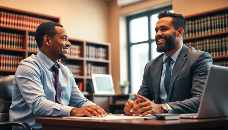 Jacksonville Immigration Lawyer discussing options with a client in a welcoming office.
