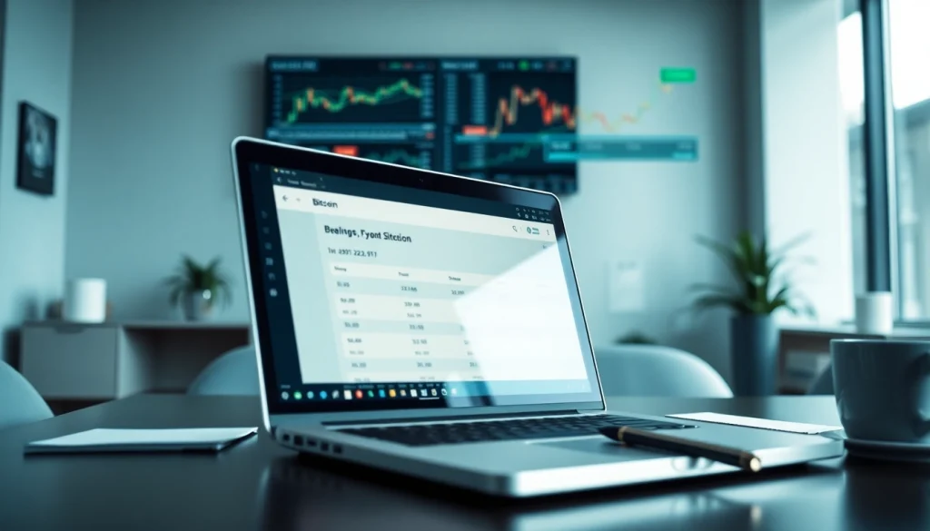 Acheter bitcoin en ligne sur un ordinateur portable dans un environnement moderne.