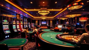 Players enjoying high-stakes games at go8s.bio/, surrounded by luxurious casino atmosphere and excitement.