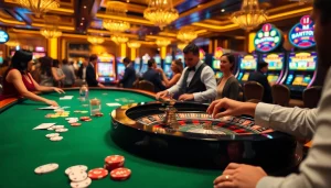 Engaging gambling action at a luxurious casino table featuring hidden wiki themes and vibrant excitement.