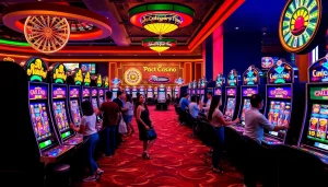 Join the excitement of slot depo pulsa games with vibrant slot machines and happy players!