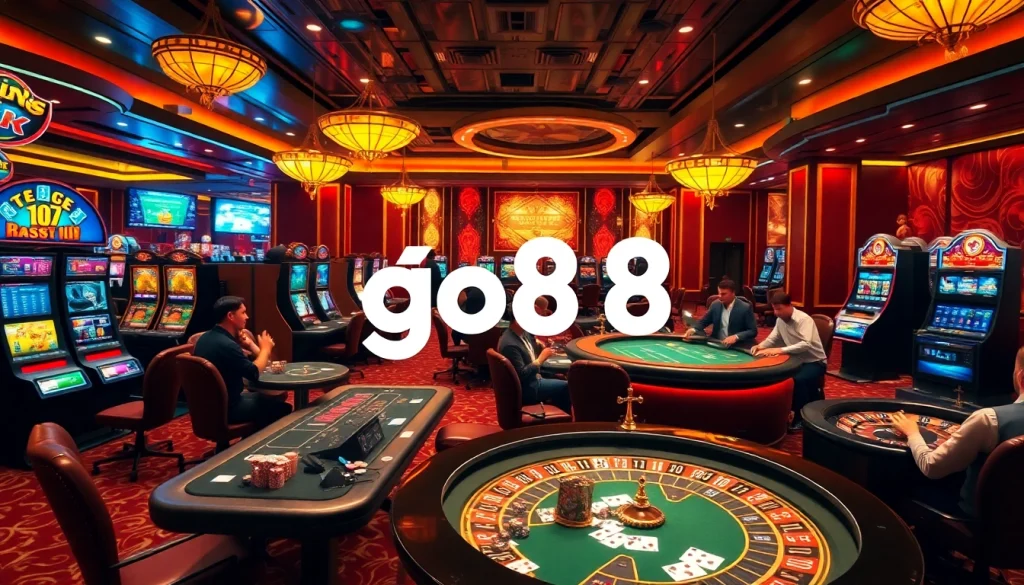 Experience thrilling casino action while downloading with tải go88, featuring luxurious poker tables and vibrant slots.