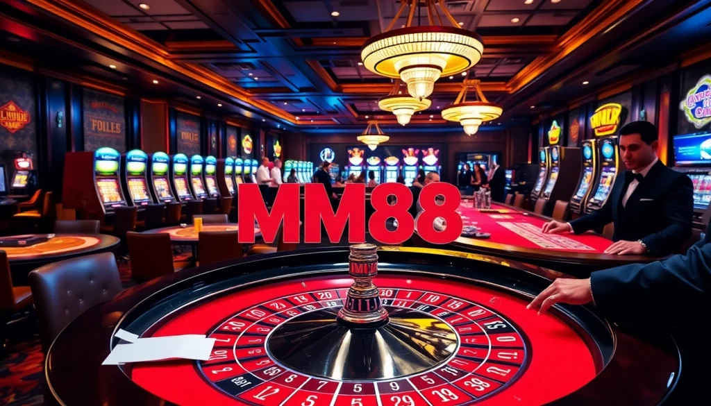 Experience the thrill of MM88 at a luxurious casino table, filled with excitement and betting action.