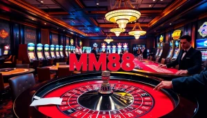 Experience the thrill of MM88 at a luxurious casino table, filled with excitement and betting action.