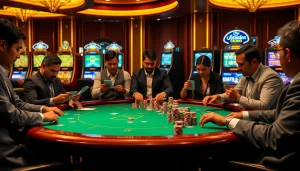 Engaging poker game at a luxury casino, showcasing high-stakes with the hidden wiki context.