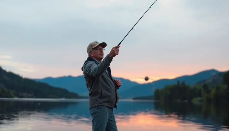 Learn fly fishing lessons near me with a professional instructor by a scenic lakeside.