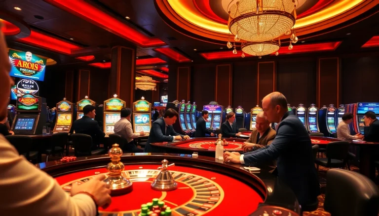 Experience the thrill of tỷ lệ kèo nhà cái hôm nay in a luxurious casino setting where players engage with exciting games.