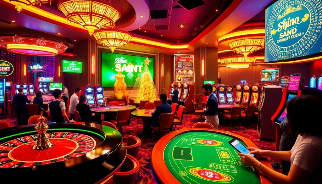 Players enjoying a vibrant BK8Thai online gambling experience with roulette and slot machines.