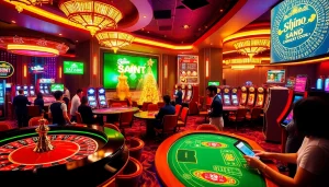 Players enjoying a vibrant BK8Thai online gambling experience with roulette and slot machines.