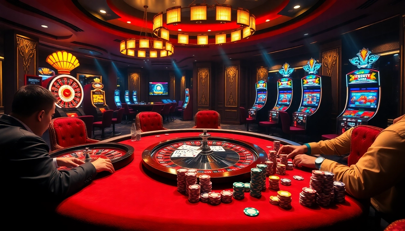 High-stakes poker action at trang chủ 88t casino with vibrant roulette and slot elements.