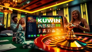 Kuwin online gambling platform displaying vibrant games with players in an exciting casino environment.