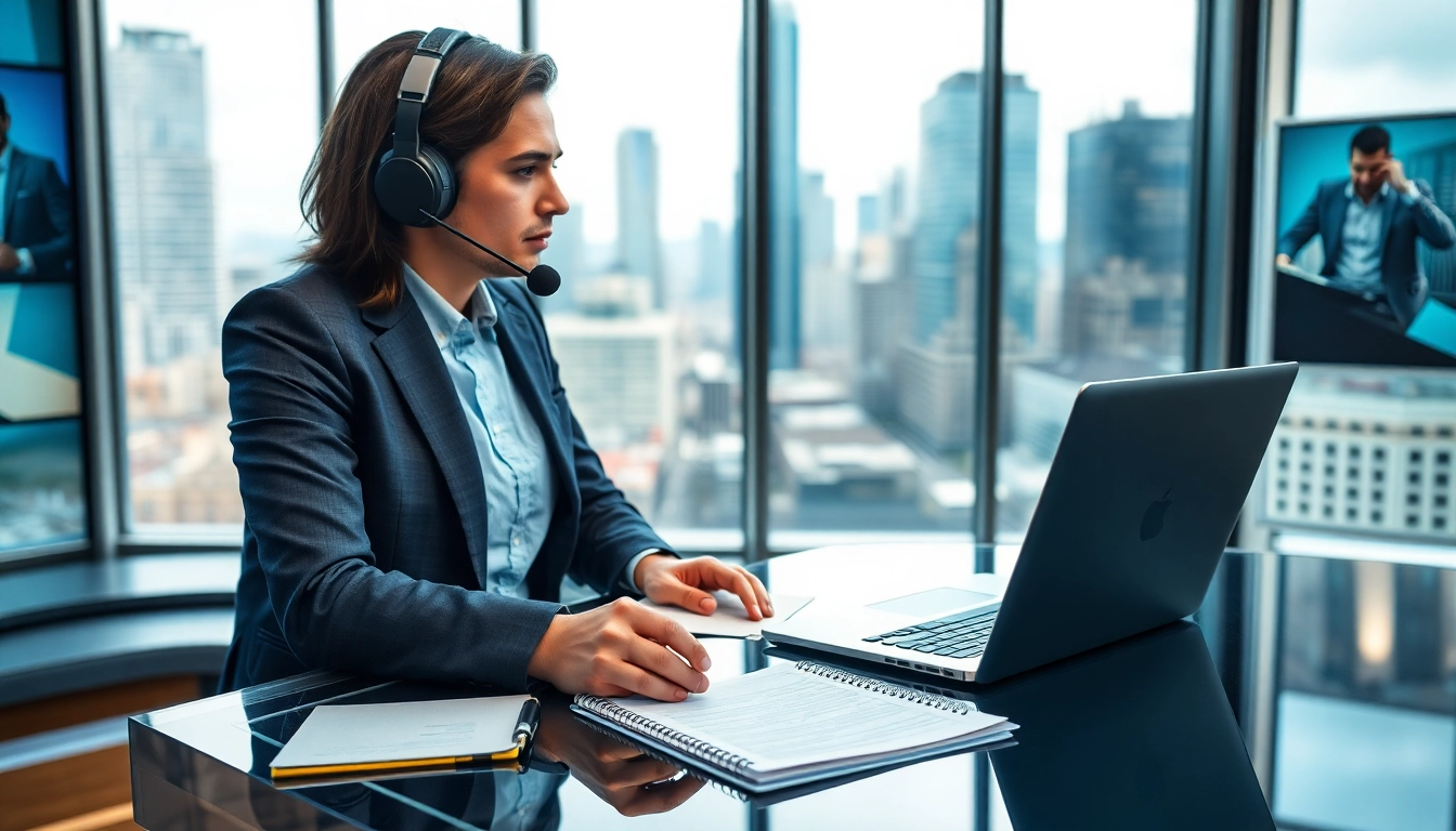 Engaging journalist captures insights on https://www.todayville.com at a modern news desk.