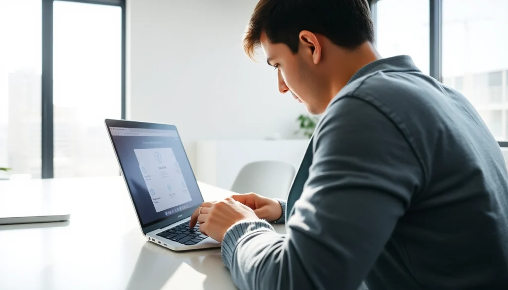 现代办公室的笔记本上显示的快连VPN界面，传达隐私与安全感。