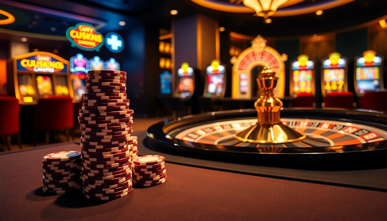 LUCK8 enhances excitement at a luxurious casino with vibrant slot machines and dynamic gaming tables.