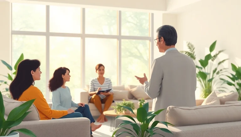 An engaging therapy session discussing anxiety symptoms among a diverse group of individuals.