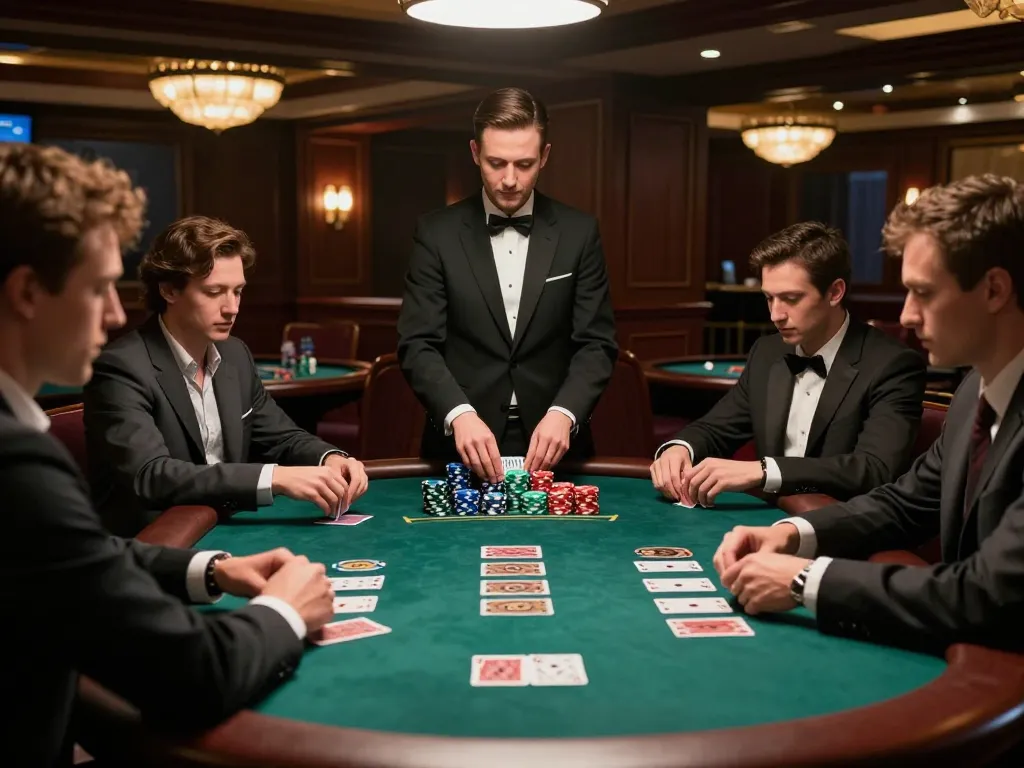 FC88 players making strategic bets at an upscale blackjack table in a luxurious casino environment
