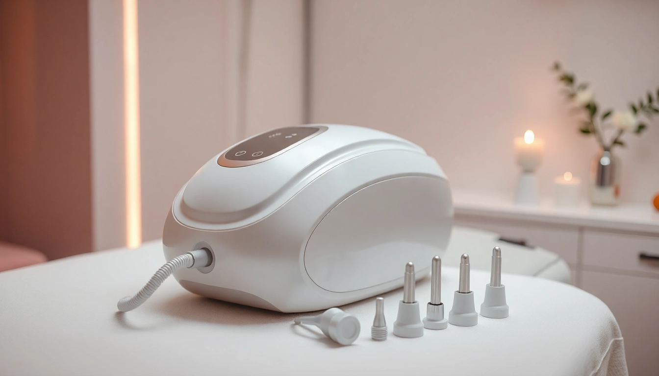 Hydrofacial machine 3 in 1 displayed in a serene salon environment, highlighting advanced skincare technology.