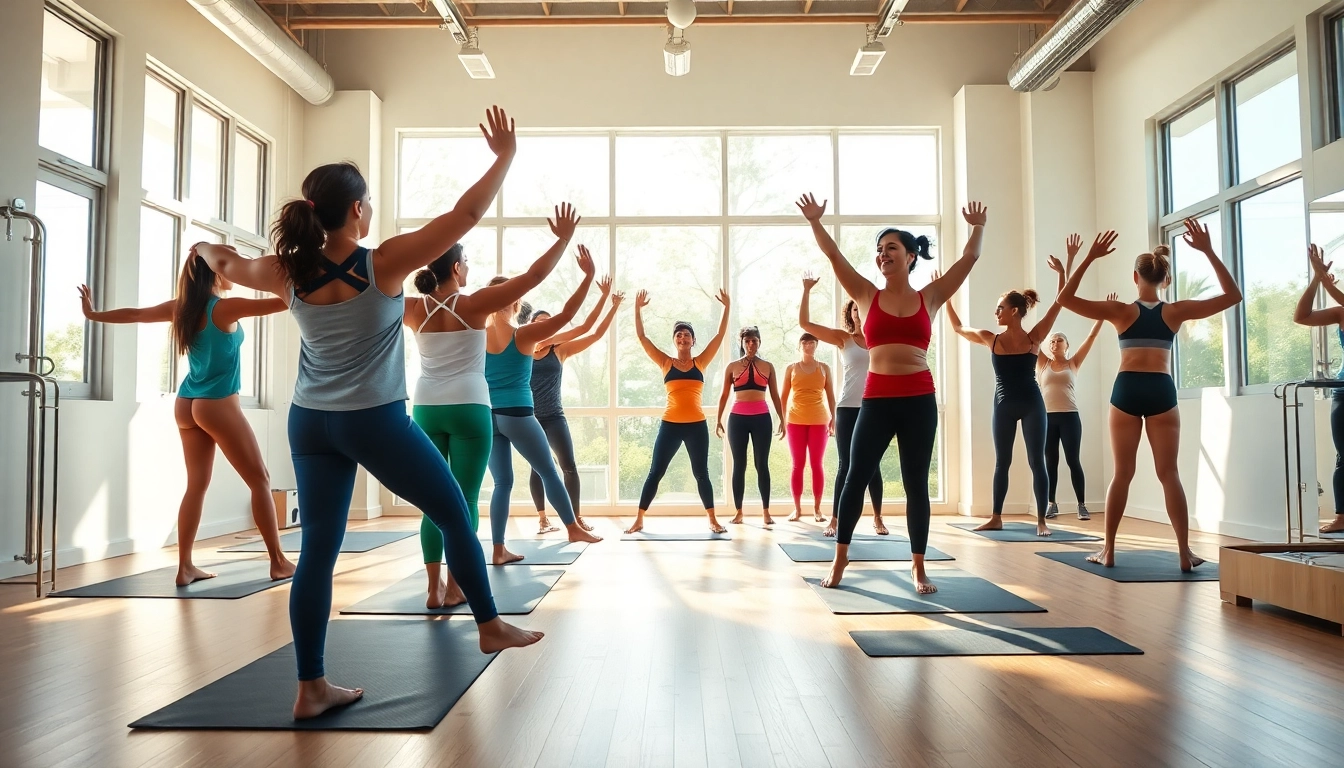 多様な人々が一緒に練習する魅力的なピラティスクラス。ウェルネスのための ピラティス おすすめを強調。