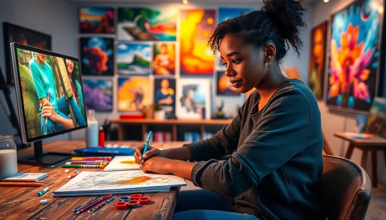 Creating stunning visuals using image to prompt ai in an innovative studio.