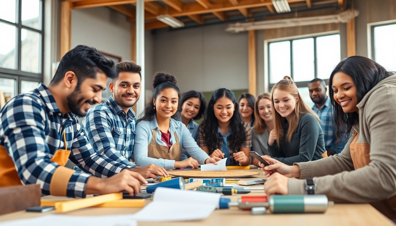 Engage in construction training programs with dynamic teamwork and skill development in a professional setting.